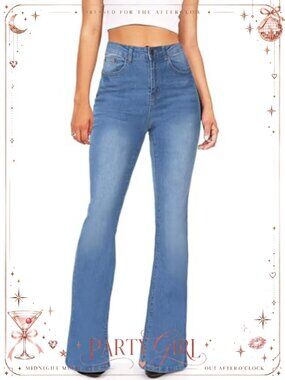 Fleece Lined Flare Bell Bottom High Waisted Jeans